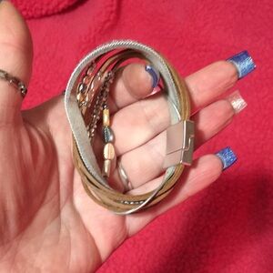 Elegant Brown and Silver Multi-Strand Bracelet